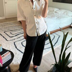 Super cool Salvatore Ferregamo, White Denim Button-Up Top, Sz. XS / 2